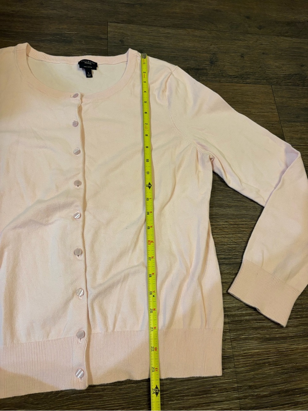 Talbots Women’s Pale Pink Cottagecore Schoolgirl Pima Cotton Cardigan Size Large - Picture 4 of 7